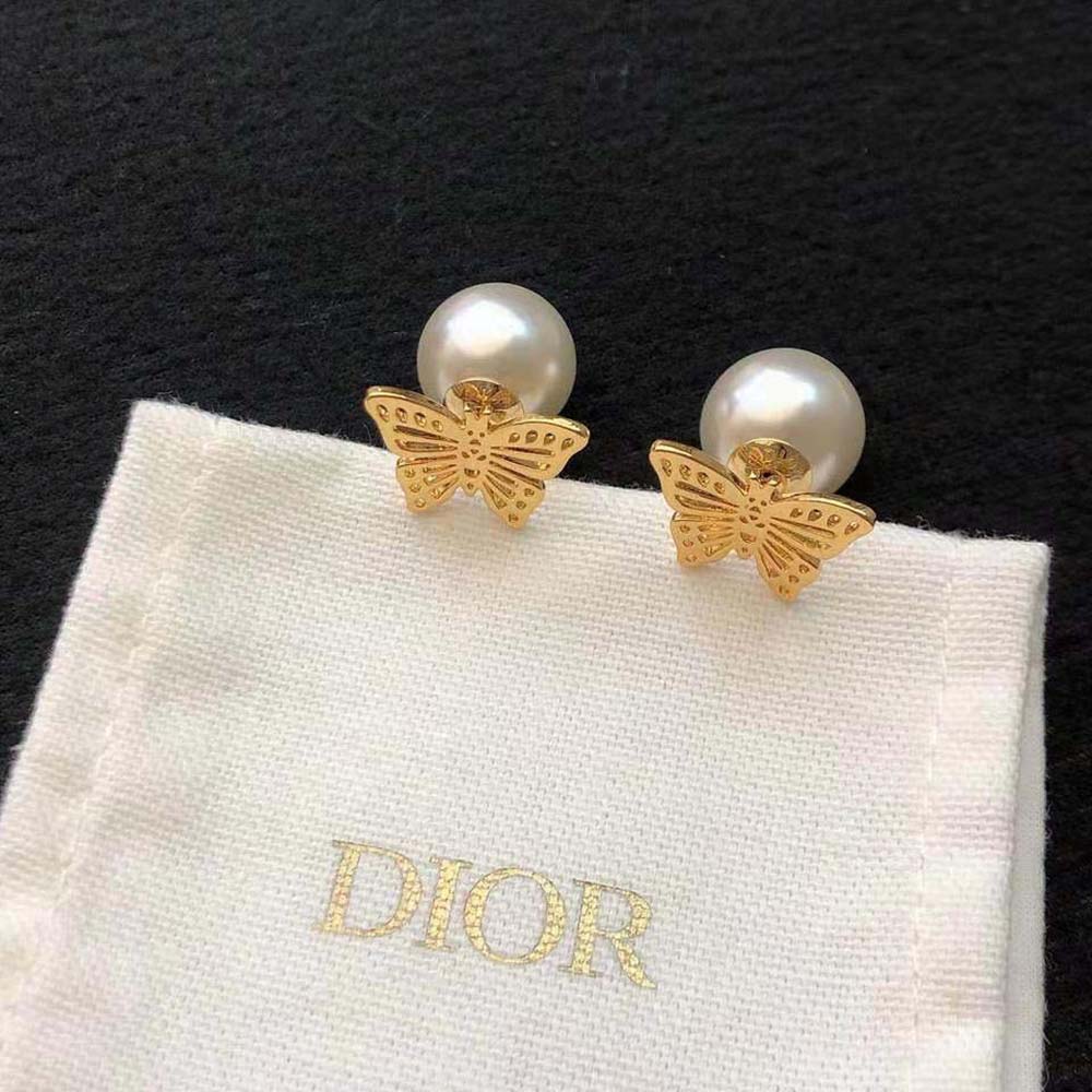 Dior Women Tribales Earrings Gold-Finish Metal and White Resin Pearls - image 6