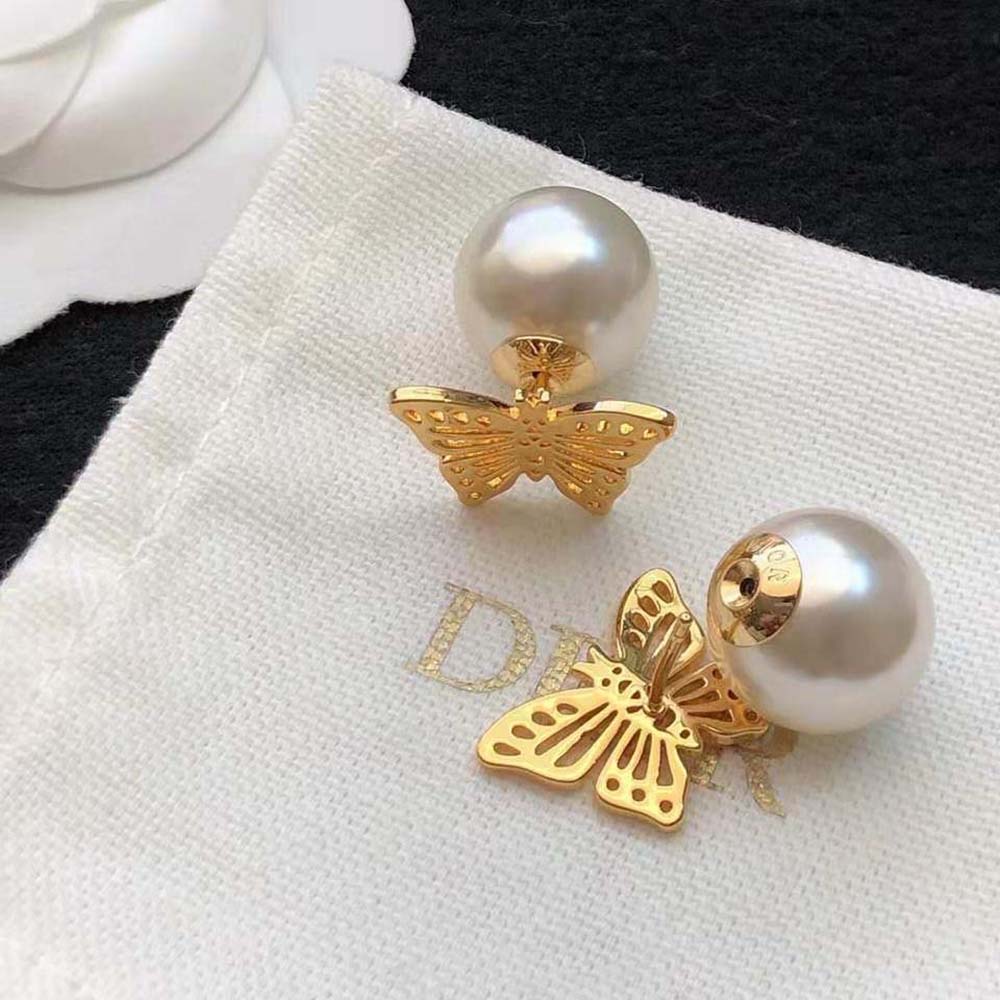 Dior Women Tribales Earrings Gold-Finish Metal and White Resin Pearls - image 5