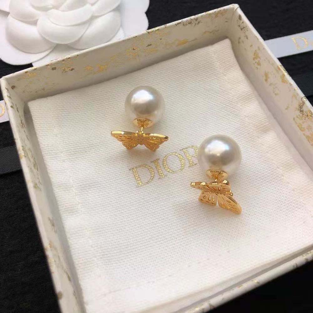Dior Women Tribales Earrings Gold-Finish Metal and White Resin Pearls - image 4