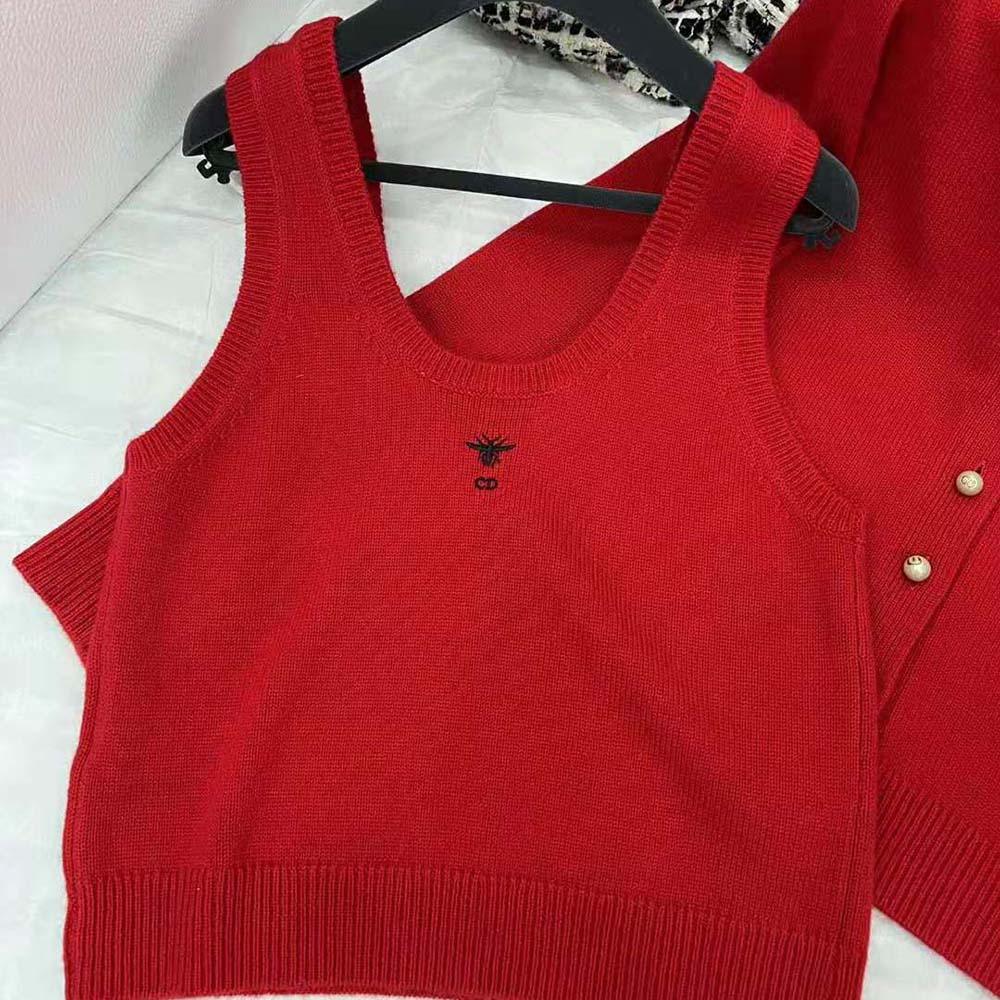 Dior Women Twin-set Amaryllis Red Cashmere Knit - image 10