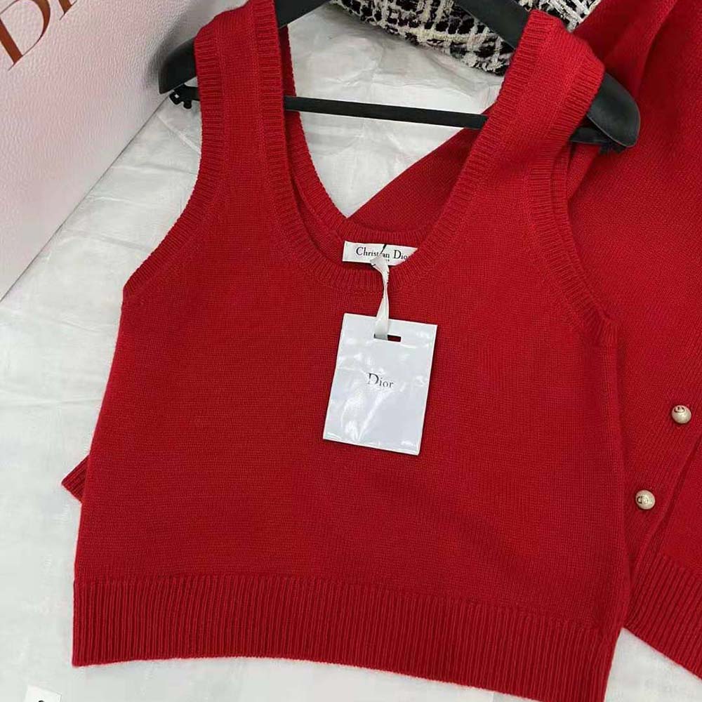 Dior Women Twin-set Amaryllis Red Cashmere Knit - image 7