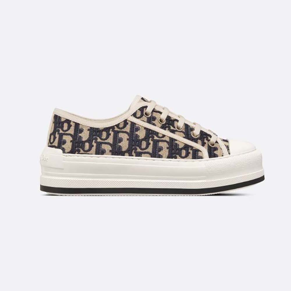 Side view of Dior Women Walk’n’dior Platform Sneaker in deep blue cotton