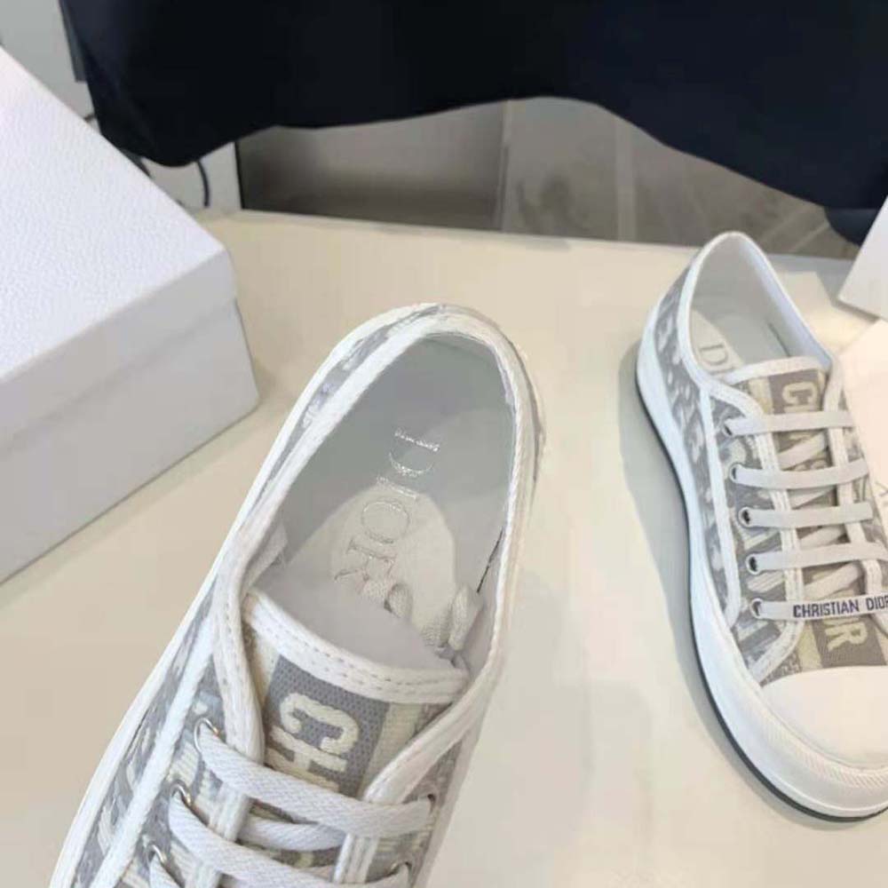 Dior Women Walk’n’dior Platform Sneaker Stone Gray Dior Oblique Embroidered Cotton - image 8