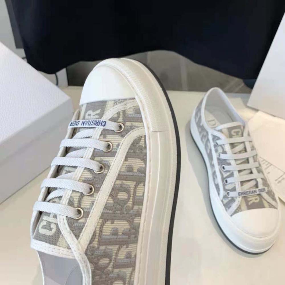 Dior Women Walk’n’dior Platform Sneaker Stone Gray Dior Oblique Embroidered Cotton - image 7