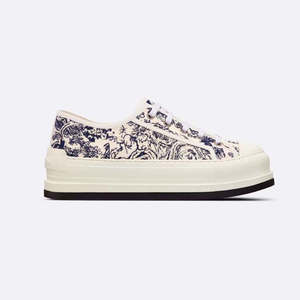 Side profile of Dior Women Walk’n’dior Platform Sneaker in white cotton