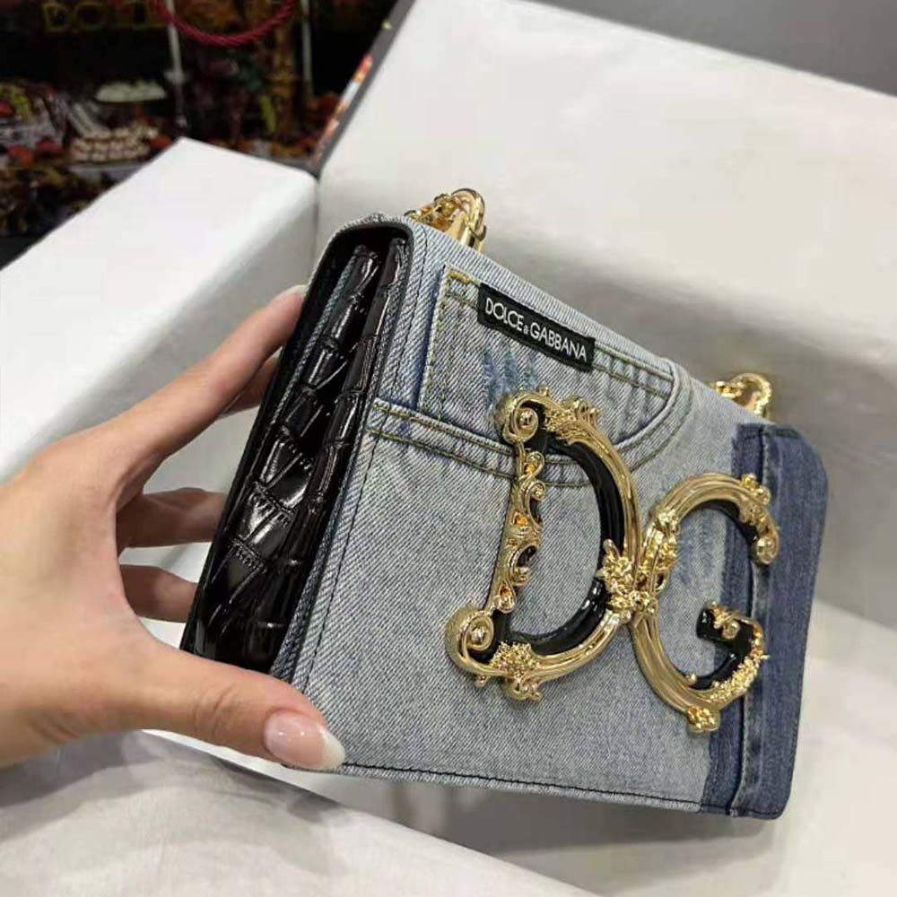 Dolce Gabbana D&G Women DG Girls Bag in Patchwork Denim and Plain Calfskin - image 7