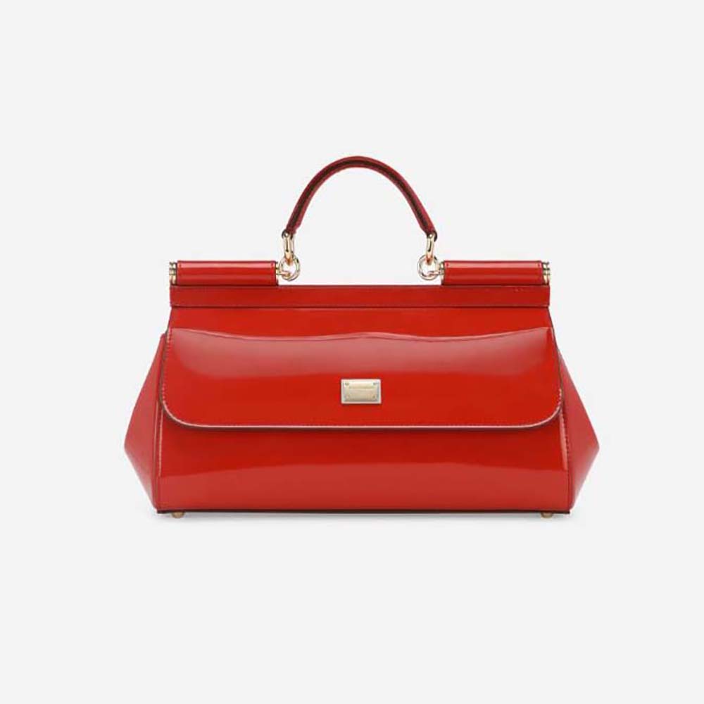 Front view of Dolce Gabbana D&G Women Elongated Sicily Handbag-Red