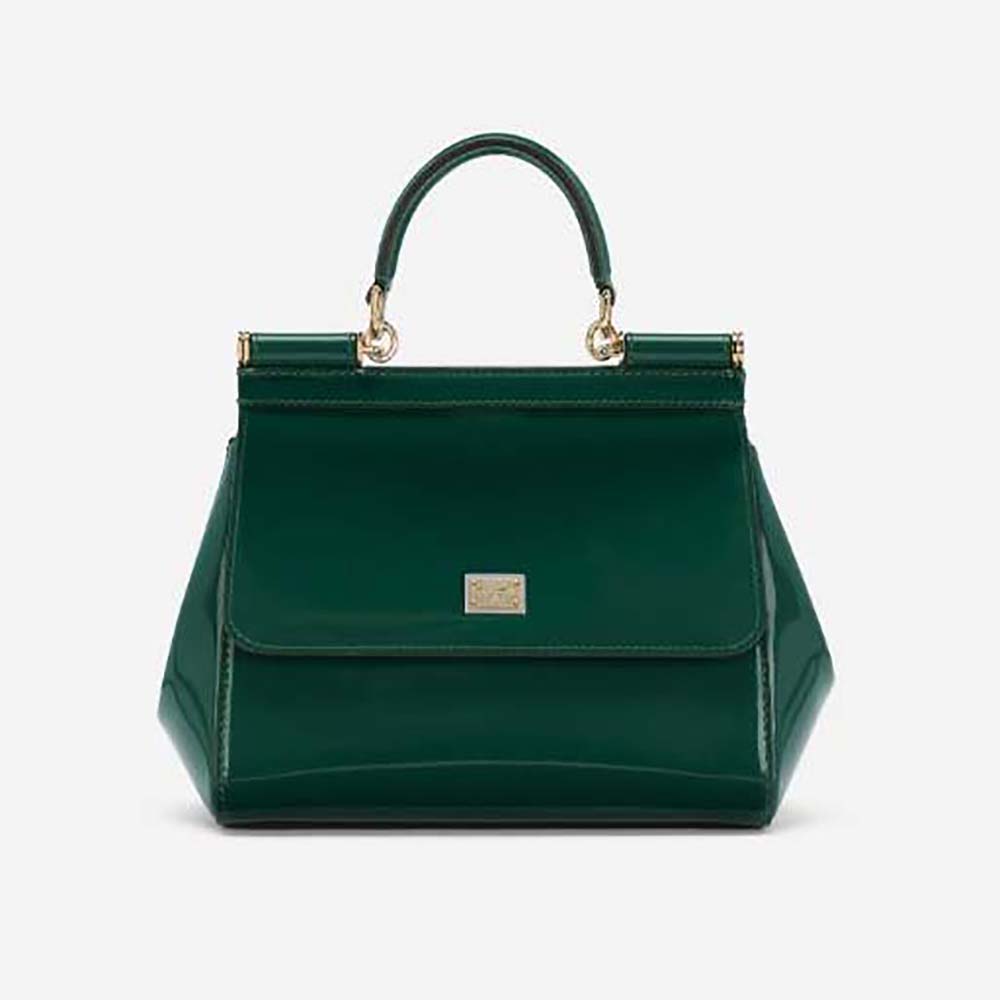 Front view of Dolce Gabbana D&G Women Medium Sicily Handbag-Green