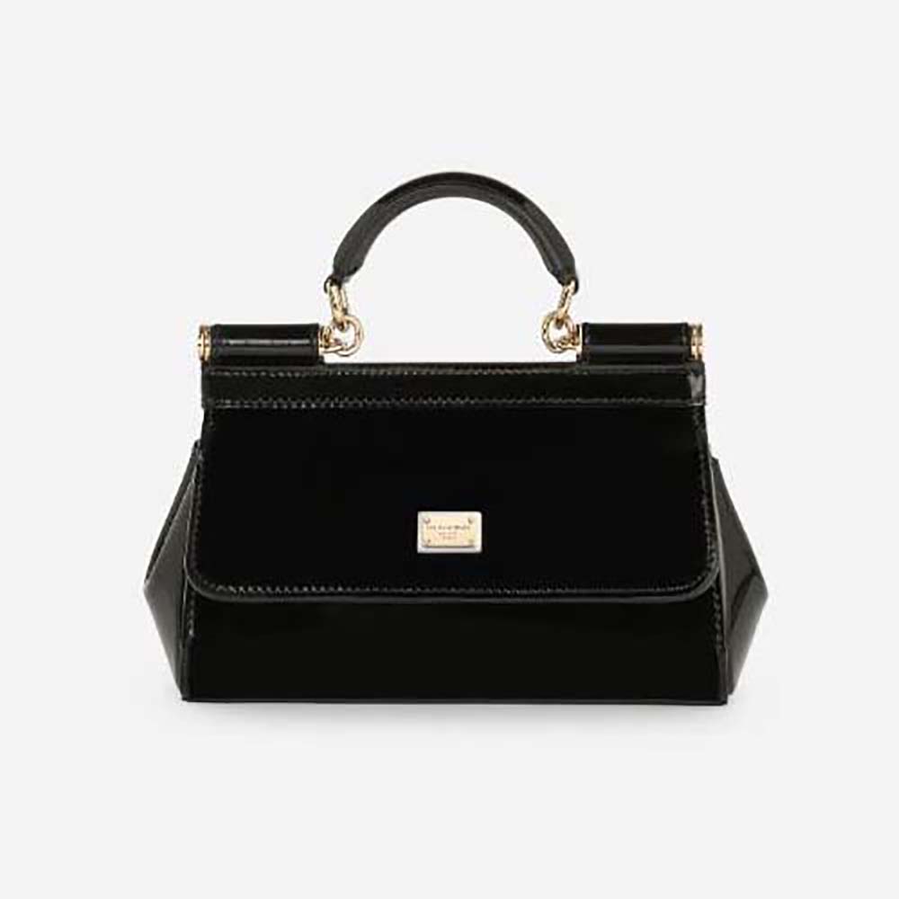 Front view of Dolce Gabbana D&G Women Small Sicily Handbag-Black