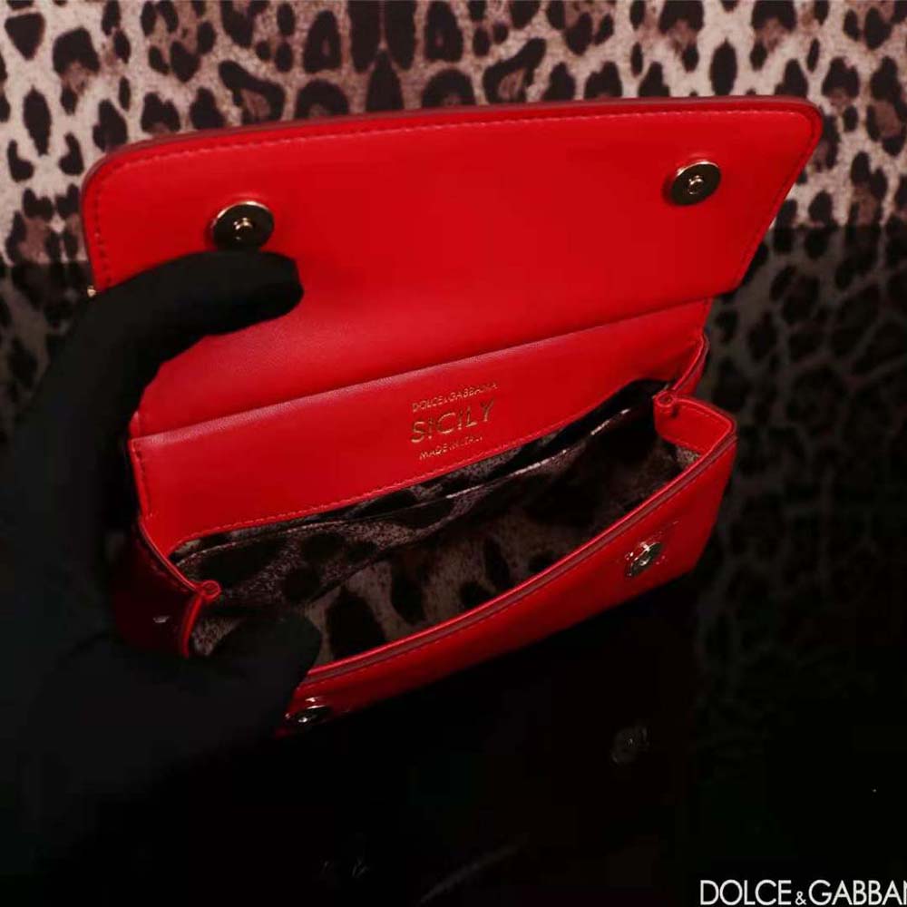Dolce Gabbana D&G Women Small Sicily Handbag-Red - image 6