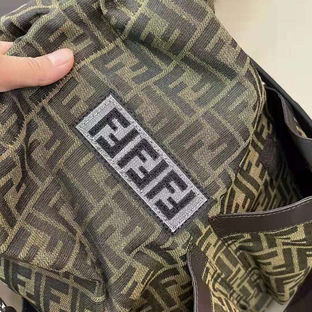 Fendi Men Strike Large FF Jacquard Fabric Backpack-Brown - image 7
