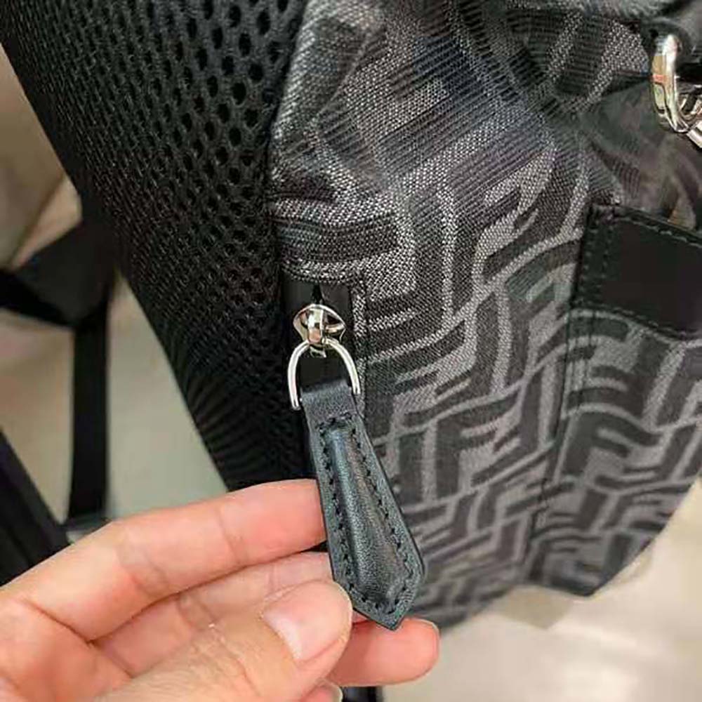 Fendi Men Strike Large FF Jacquard Fabric Backpack-Gray - image 6