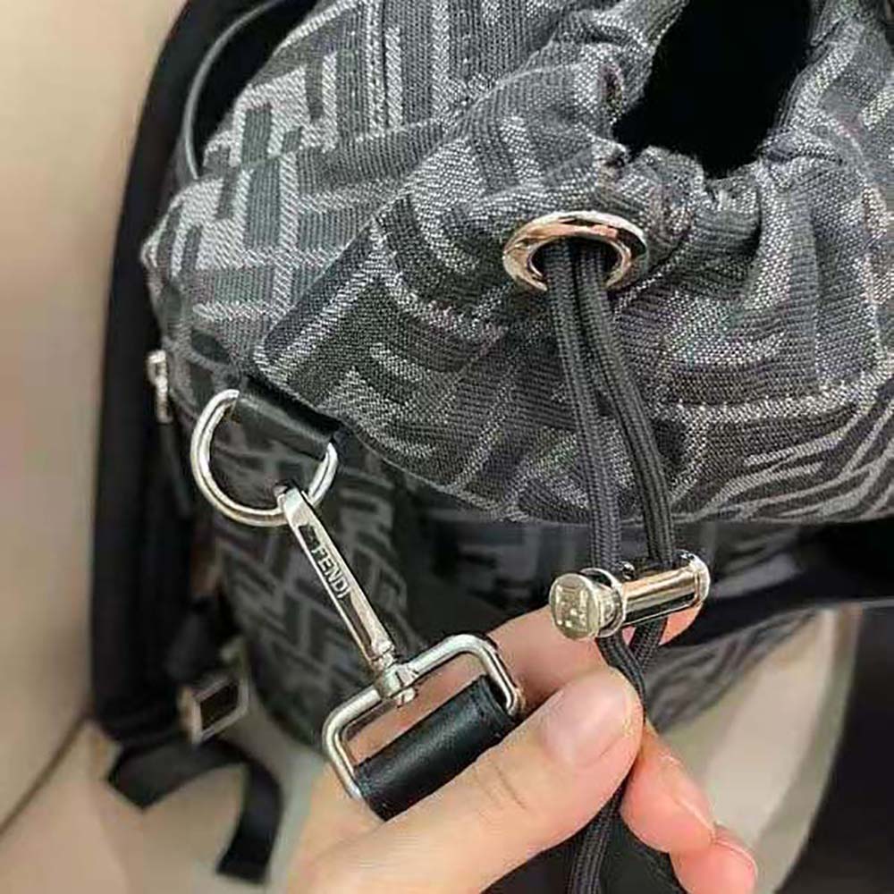 Fendi Men Strike Large FF Jacquard Fabric Backpack-Gray - image 5