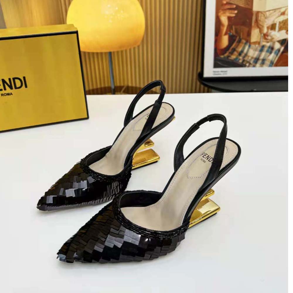 Fendi Women Colibrì Lite Black Sequin High-heeled Slingbacks - image 4