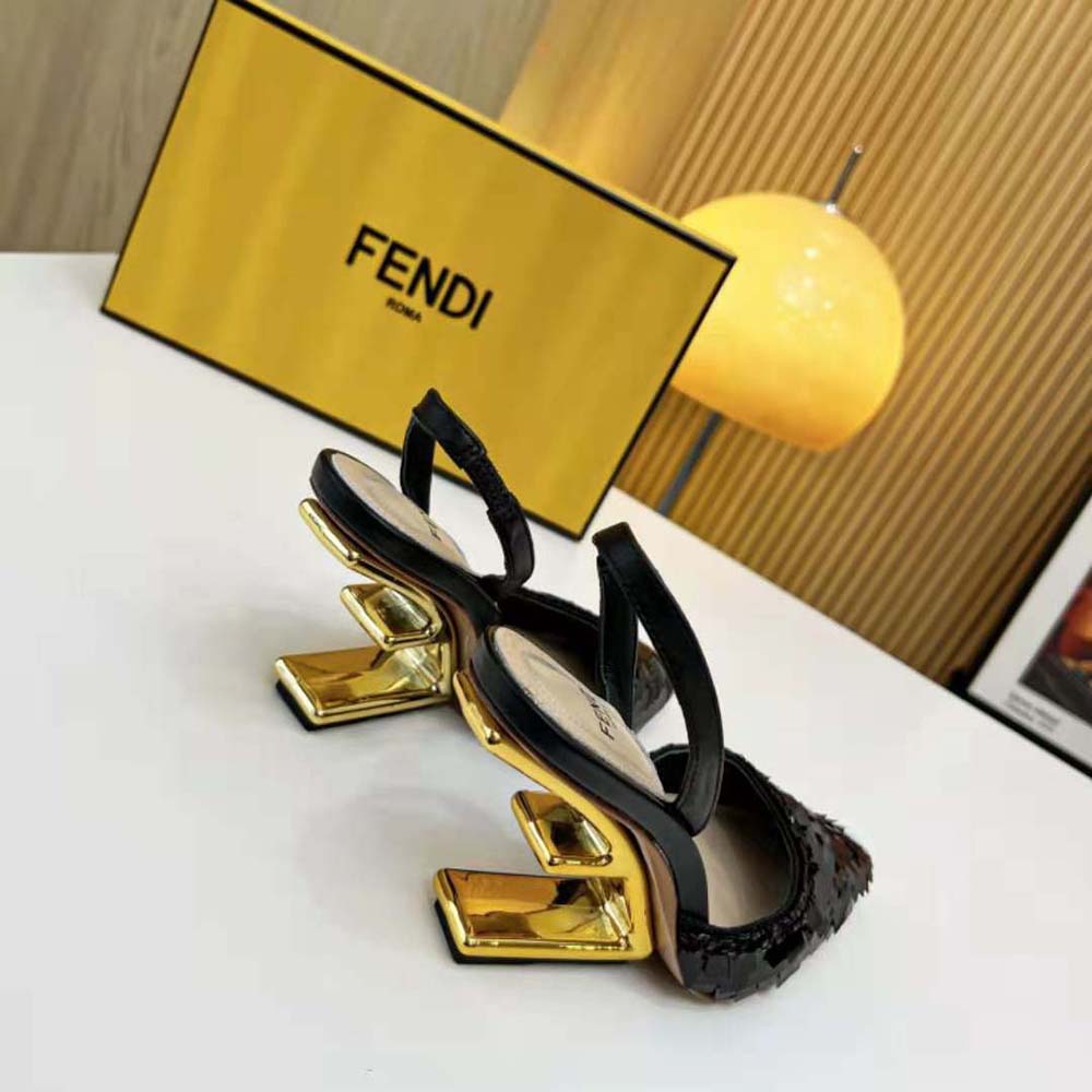 Fendi Women Colibrì Lite Black Sequin High-heeled Slingbacks - image 8