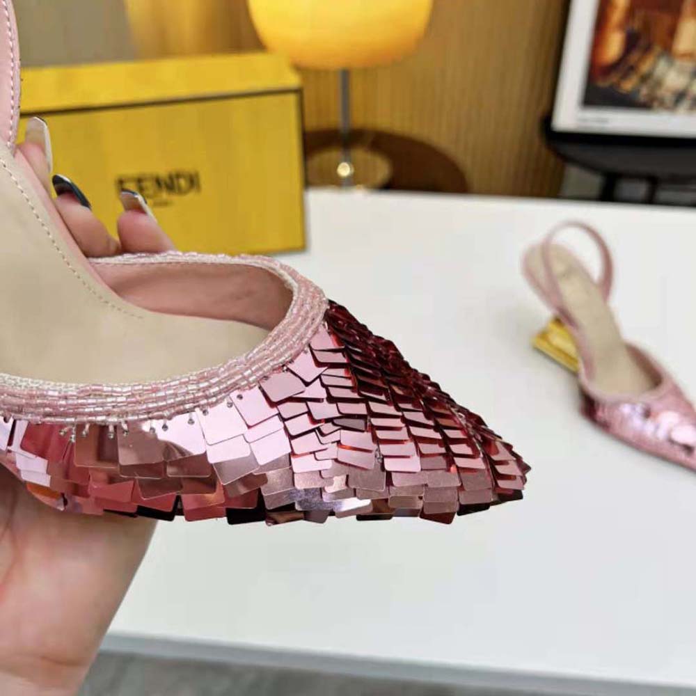 Fendi Women Colibrì Lite Pink Sequin High-heeled Slingbacks - image 7