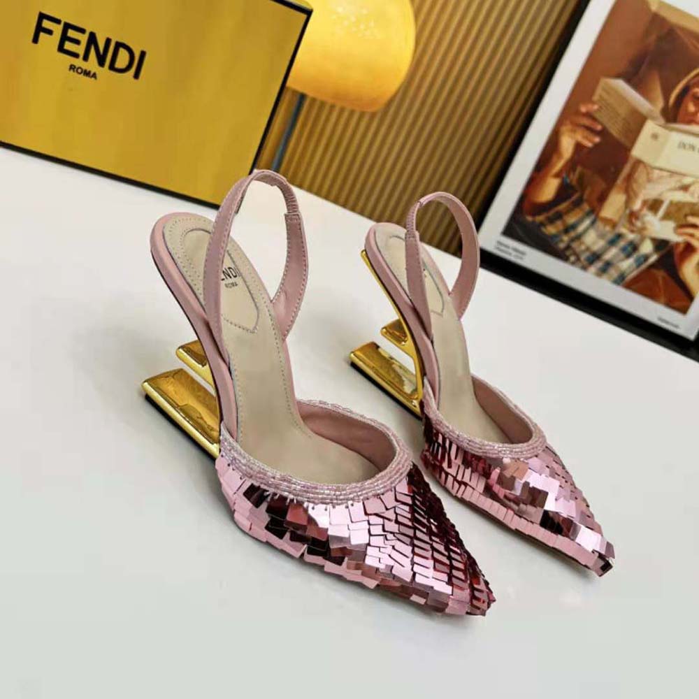 Fendi Women Colibrì Lite Pink Sequin High-heeled Slingbacks - image 4