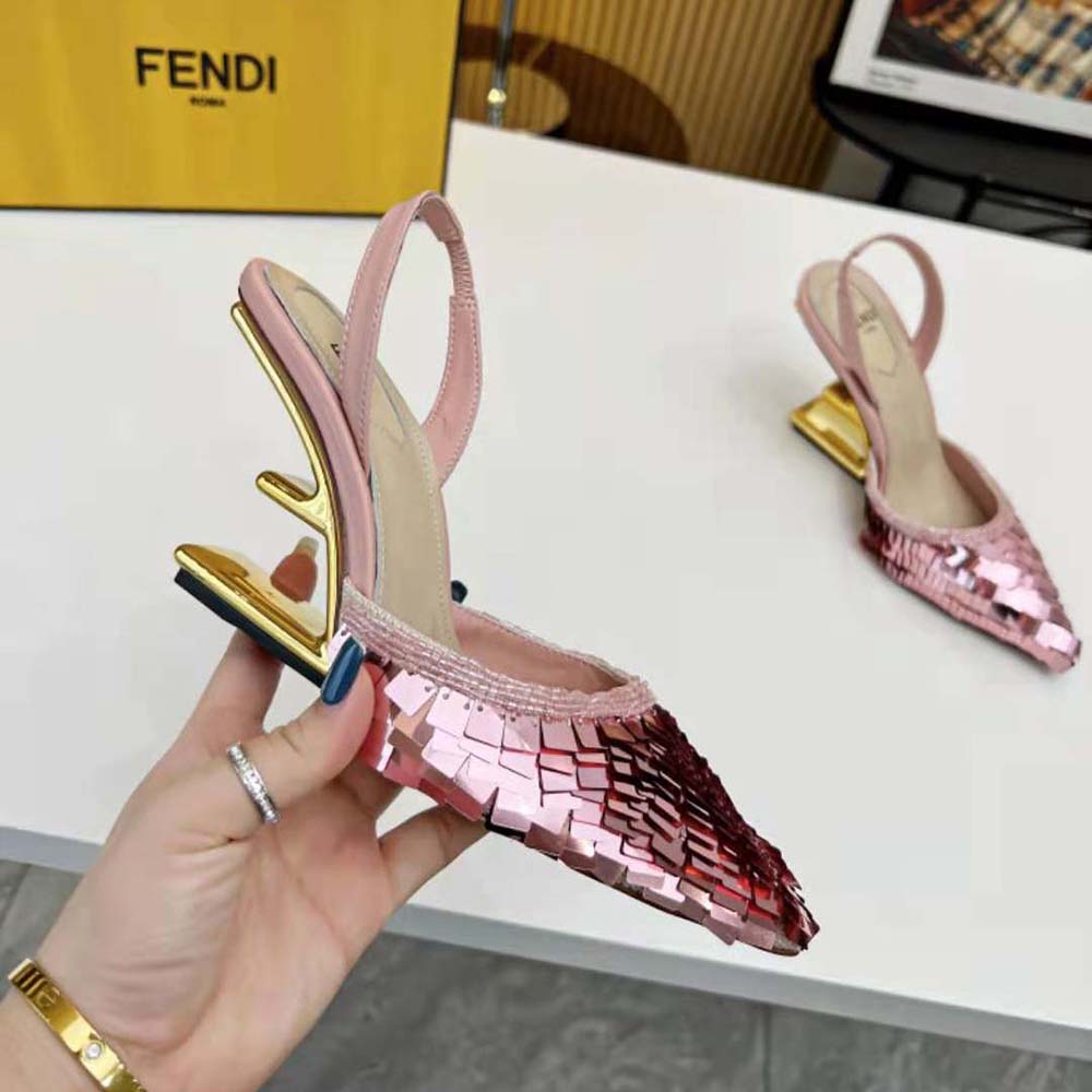 Fendi Women Colibrì Lite Pink Sequin High-heeled Slingbacks - image 5