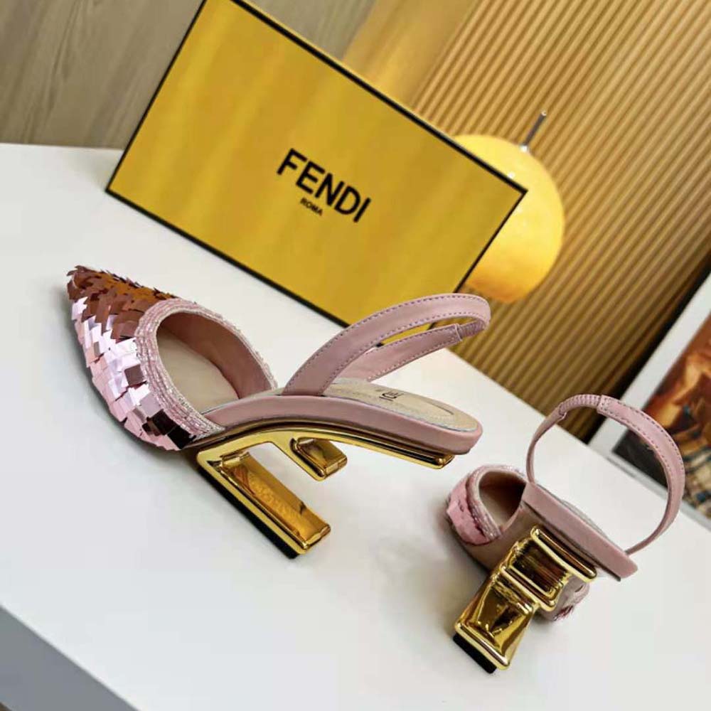 Fendi Women Colibrì Lite Pink Sequin High-heeled Slingbacks - image 9