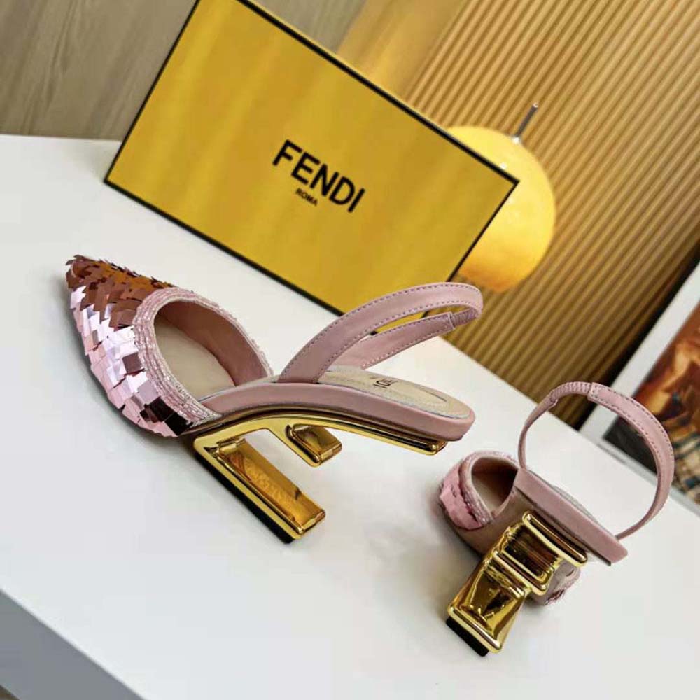 Fendi Women Colibrì Lite Pink Sequin High-heeled Slingbacks - image 8