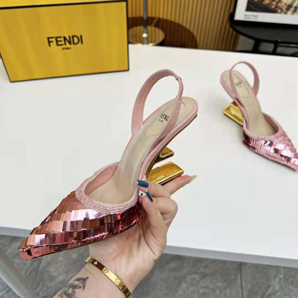 Fendi Women Colibrì Lite Pink Sequin High-heeled Slingbacks - image 6