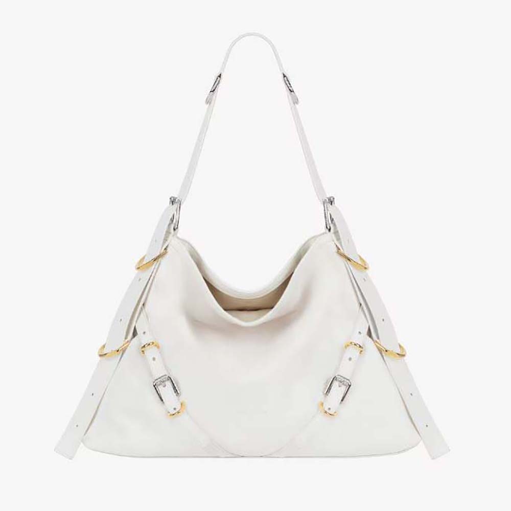 Front view of Givenchy Women Medium Voyou Bag in Leather-White