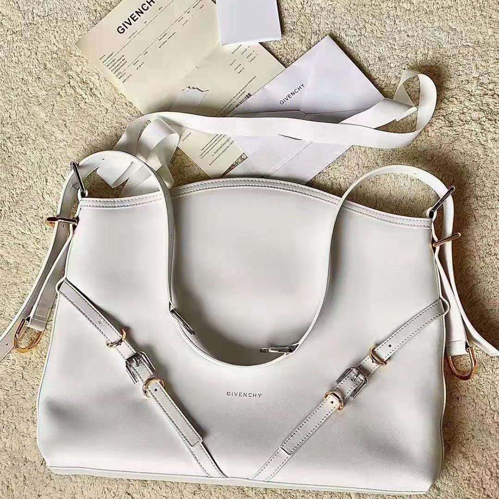 Close-up of polished silver-tone hardware on Givenchy Women Medium Voyou Bag