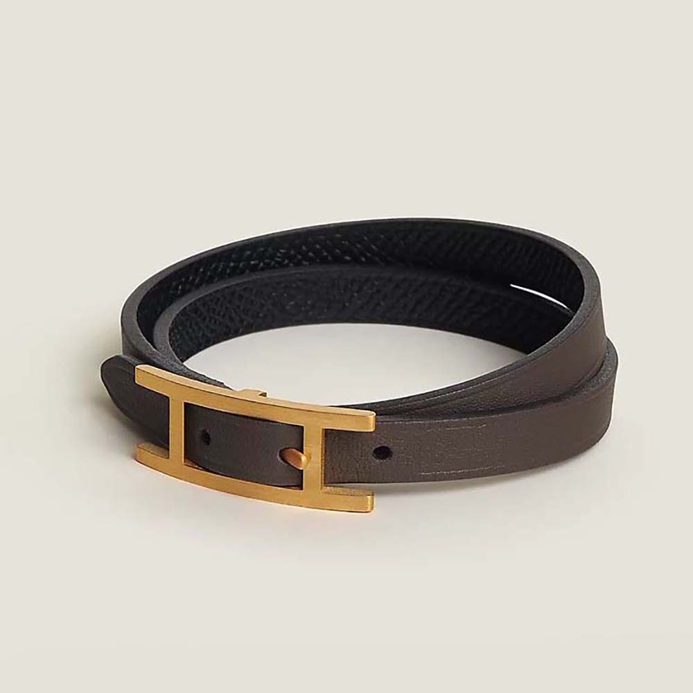 Hermes Unisex Behapi Double Tour Bracelet-Brown - image 6