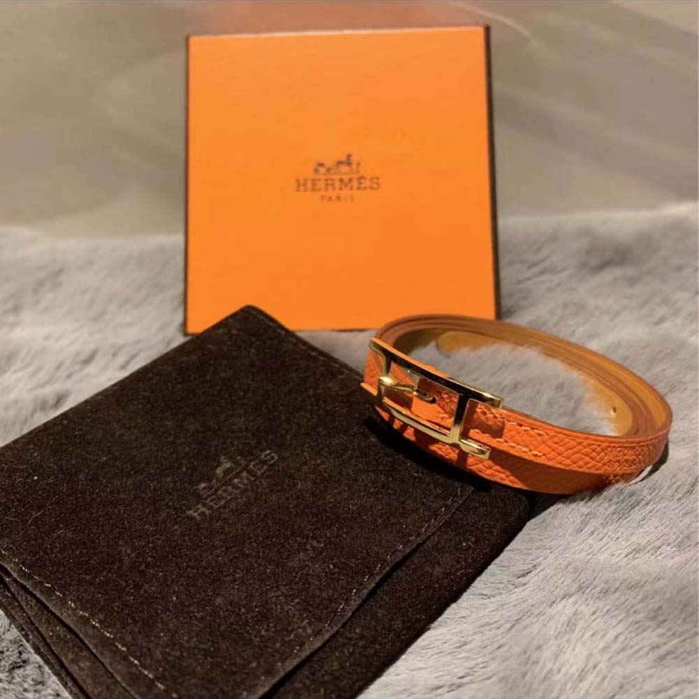 Hermes Unisex Behapi Double Tour Bracelet-Brown - image 4