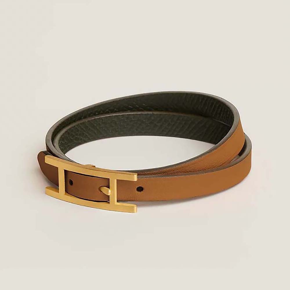 Hermes Unisex Behapi Double Tour Bracelet-Brown - image 8