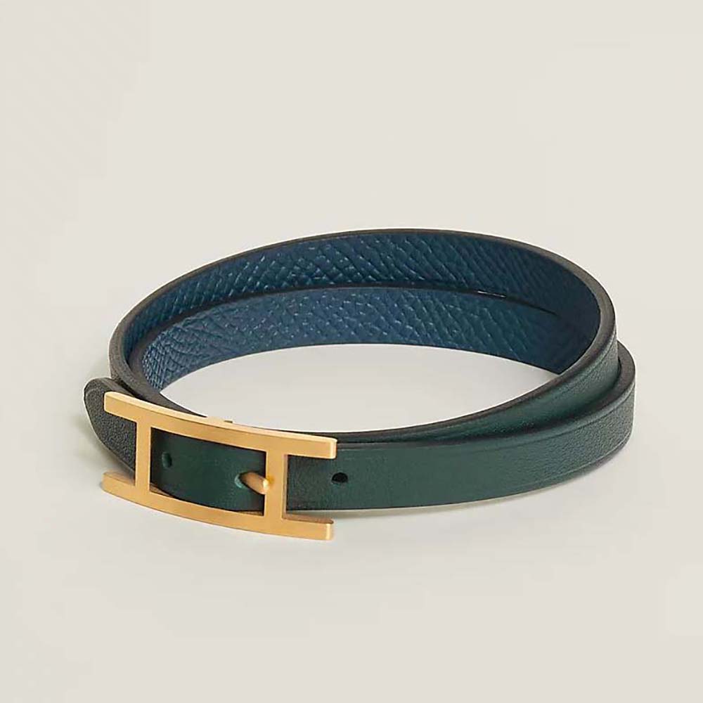 Hermes Unisex Behapi Double Tour Bracelet-Brown - image 9