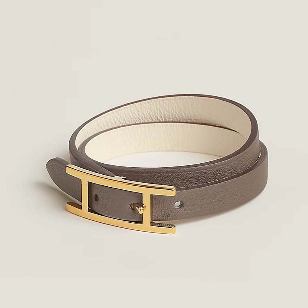 Hermes Unisex Behapi Double Tour Bracelet-Brown - image 10