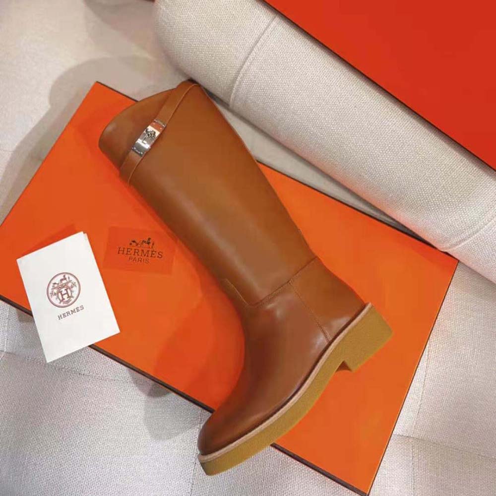 Hermes Women Jumping Boot in Heritage Calfskin-Brown - image 5