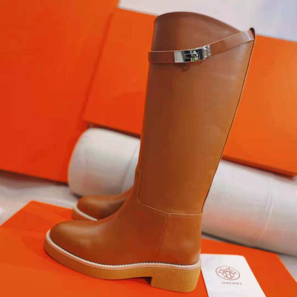 Hermes Women Jumping Boot in Heritage Calfskin-Brown - image 9