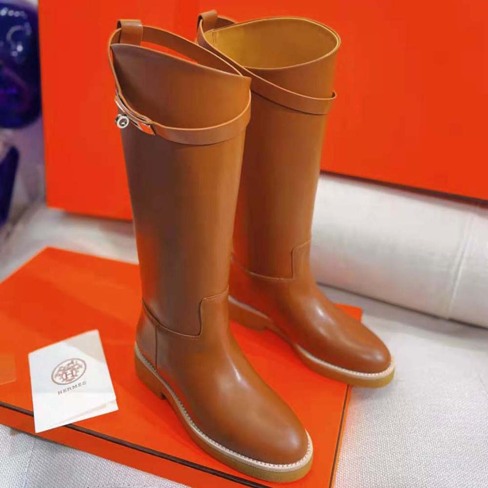 Hermes Women Jumping Boot in Heritage Calfskin-Brown - image 6
