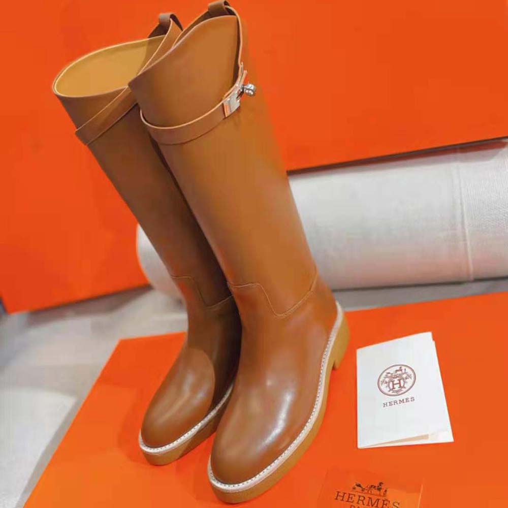 Hermes Women Jumping Boot in Heritage Calfskin-Brown - image 7