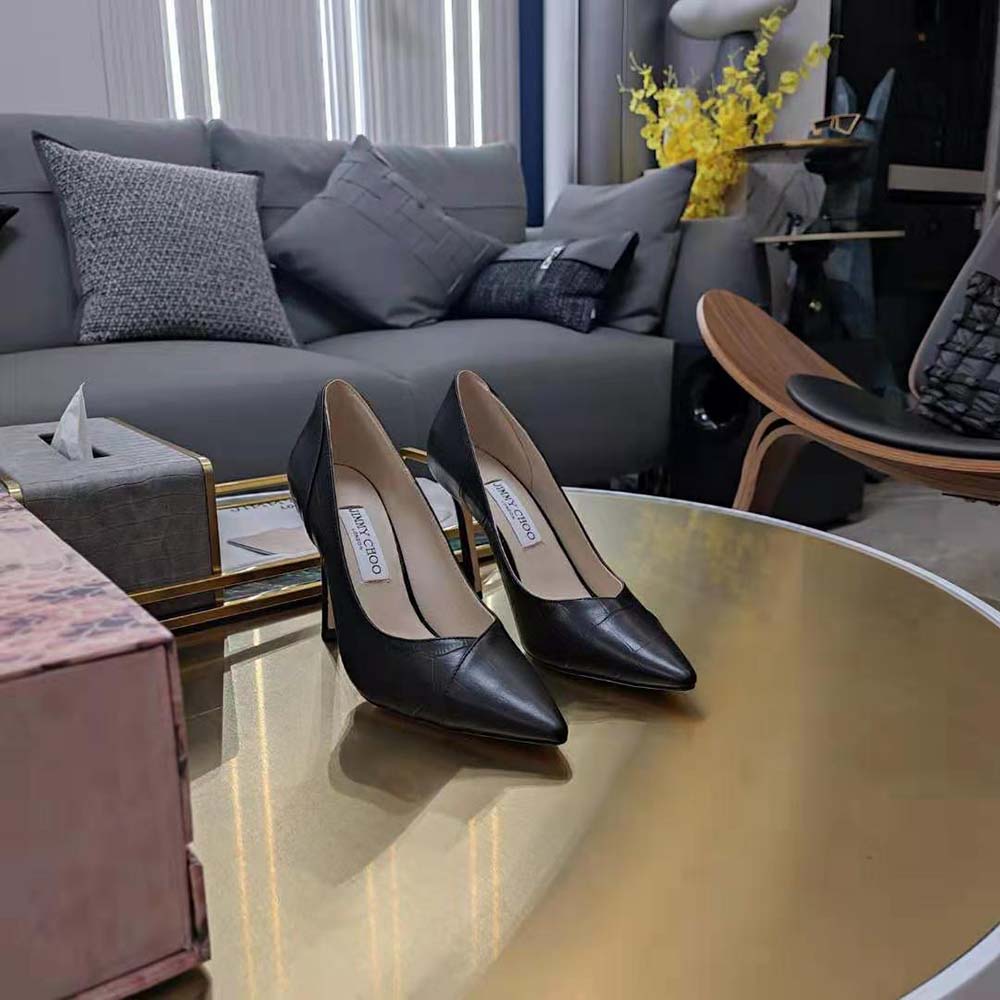 Top view showing pointed toe and sleek silhouette of Jimmy Choo Women Cass 95 pumps