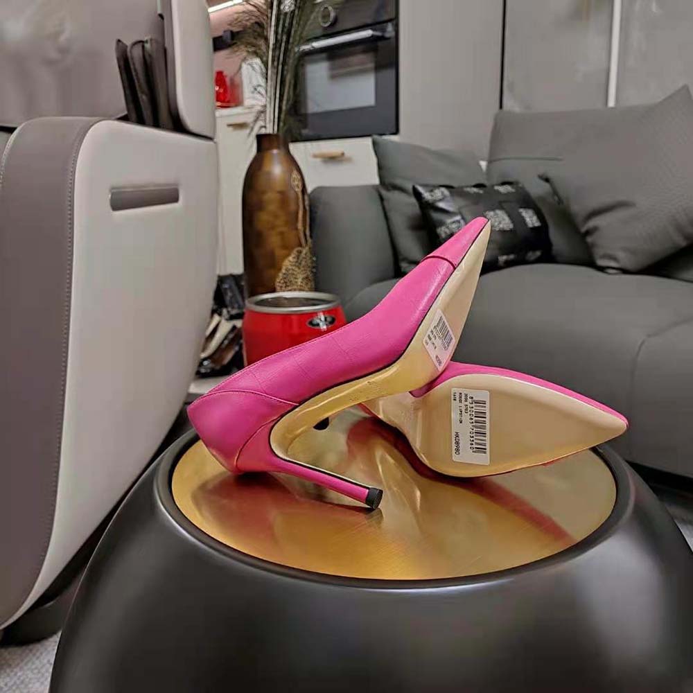 Jimmy Choo Women Cass 95 Tan Croc-Embossed Leather Pumps-Pink - image 10