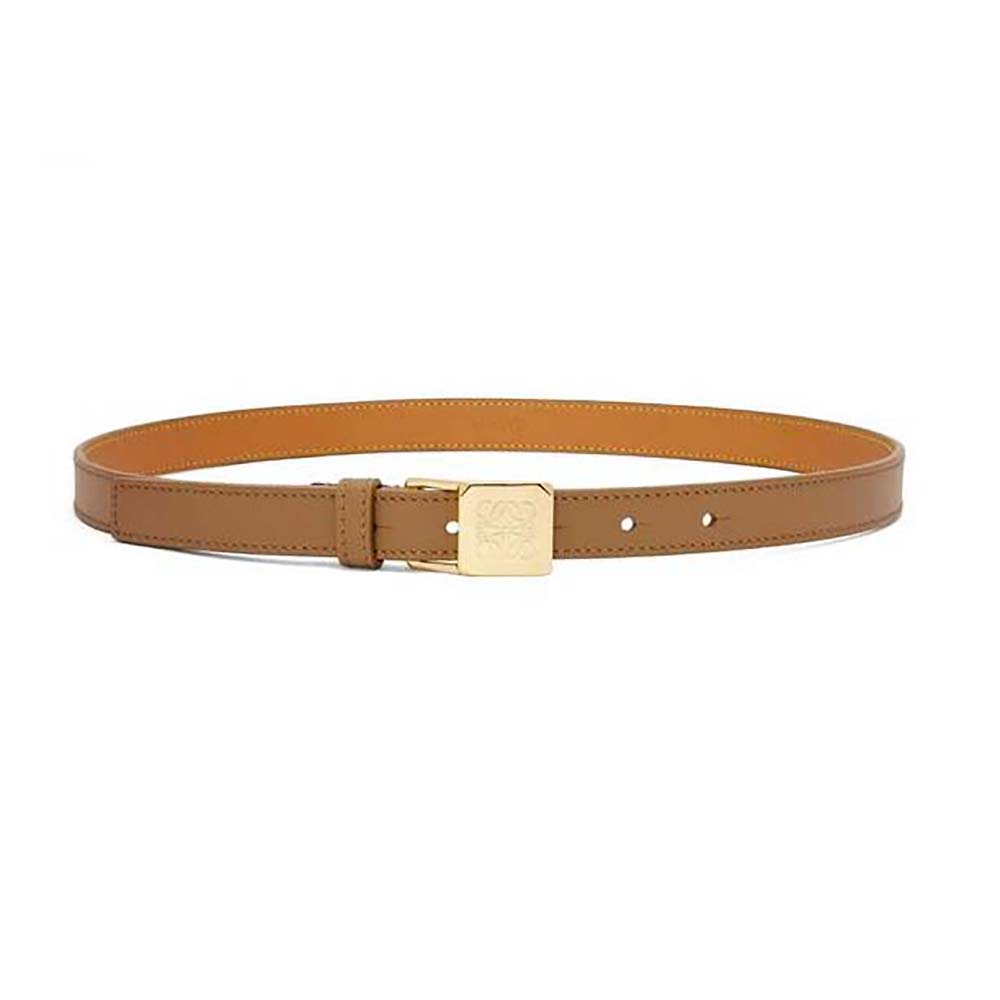 Front view of Loewe Women Amazona Padlock Belt in brown calfskin