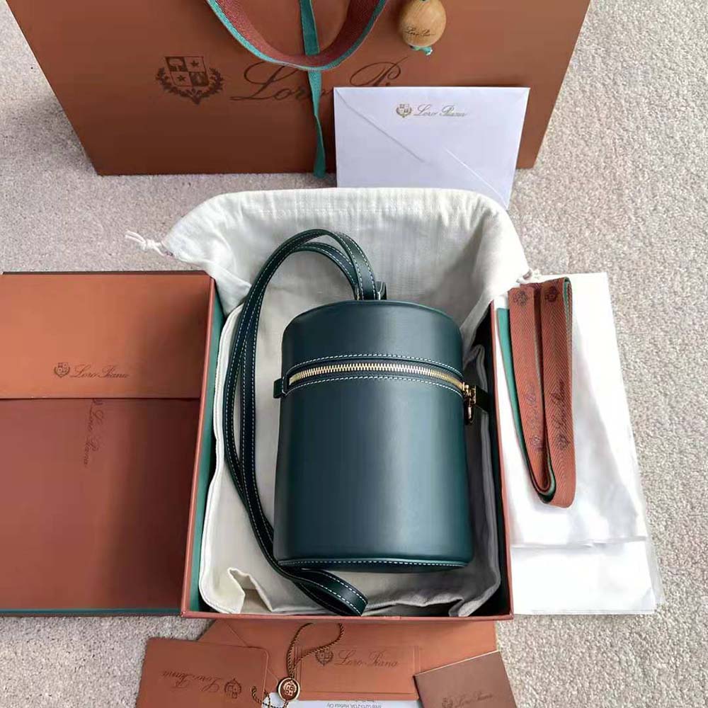 Loro Piana Women Medium Extra Case in Calfskin Leather-Green - image 4