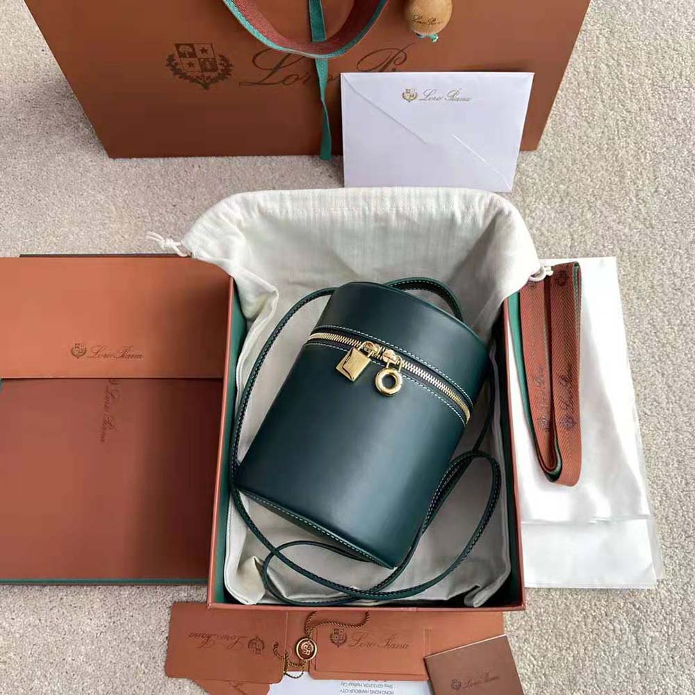 Loro Piana Women Medium Extra Case in Calfskin Leather-Green - image 6