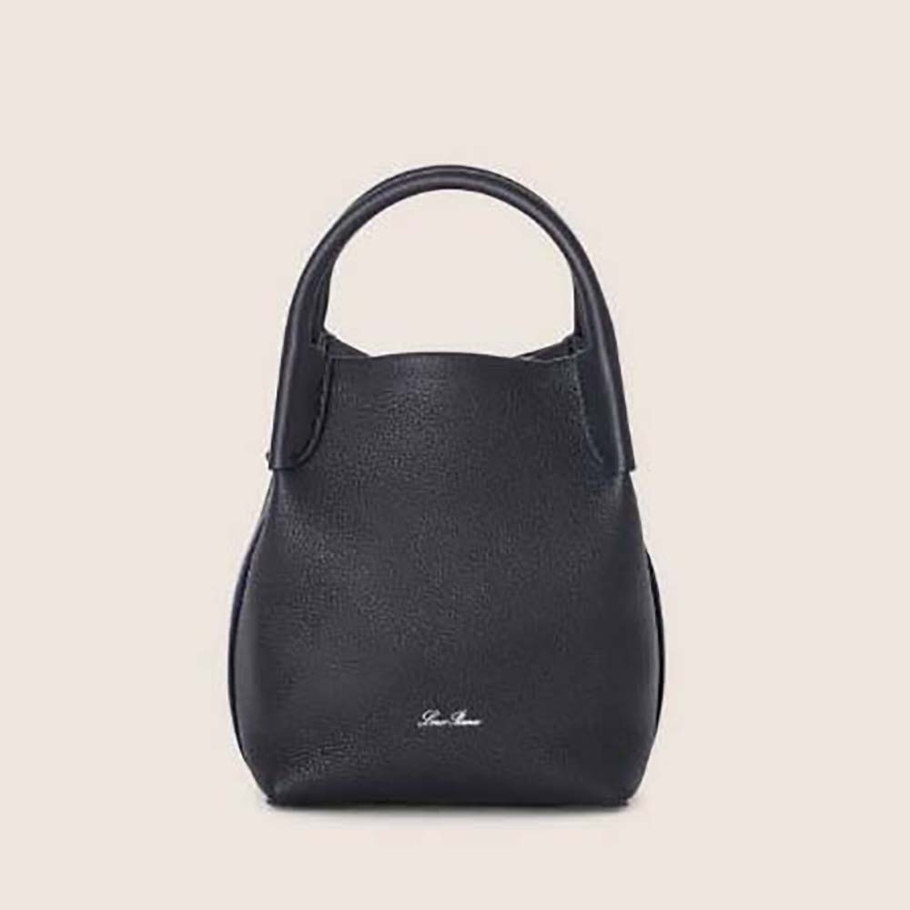 Front view of Loro Piana Women Micro Bale Bag in Calfskin Leather-Black