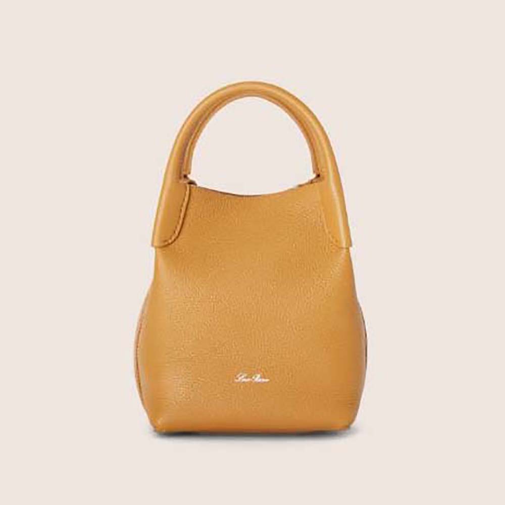 Front view of Loro Piana Women Micro Bale Bag in brown calfskin leather