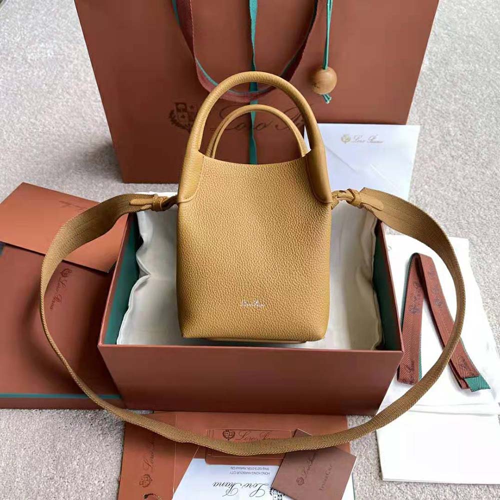 Close-up of gold-tone hardware on Loro Piana Women Micro Bale Bag