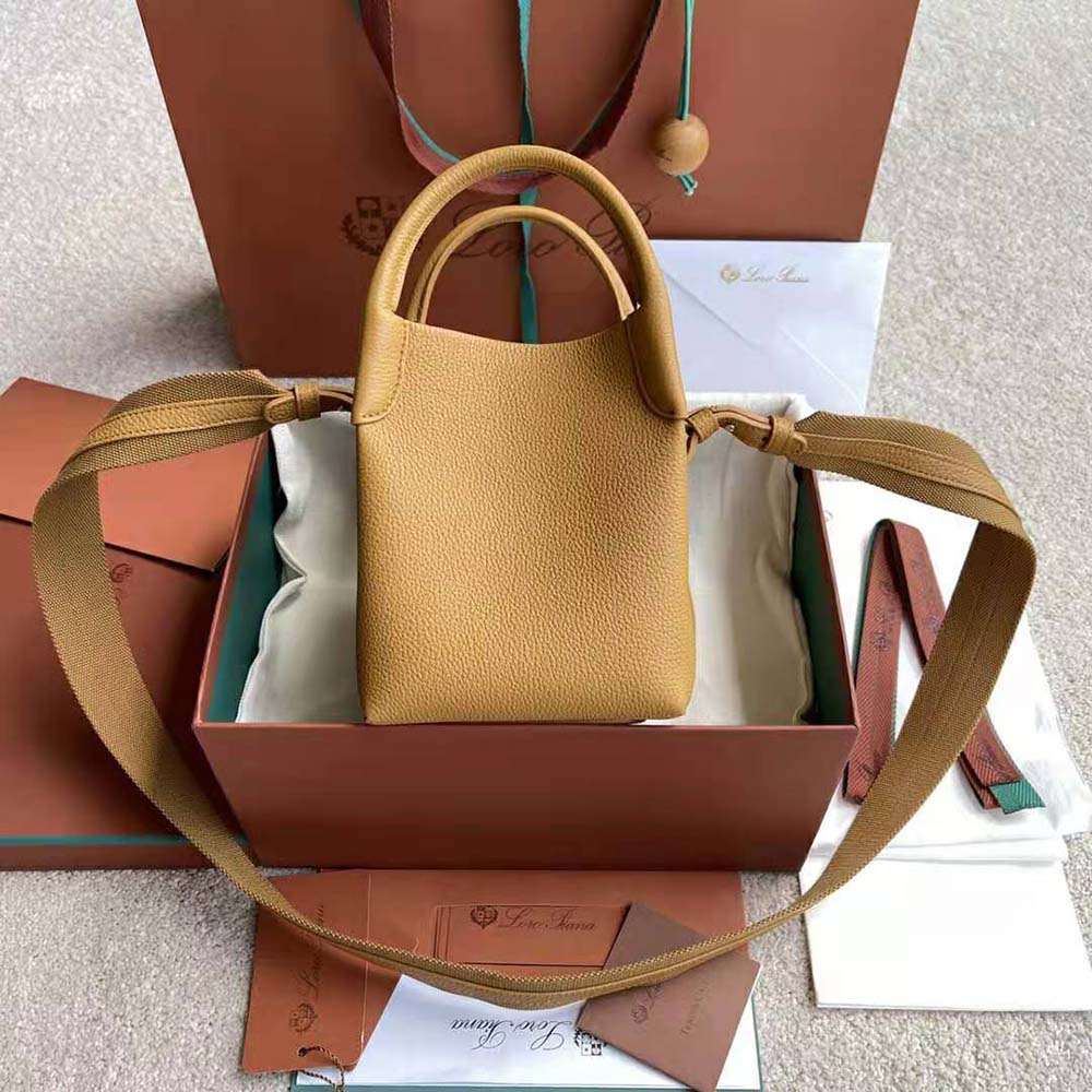 Side profile showing compact silhouette of Loro Piana Women Micro Bale Bag
