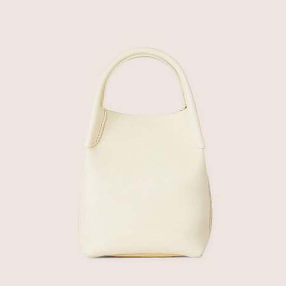 Front view of Loro Piana Women Micro Bale Bag in Calfskin Leather-White