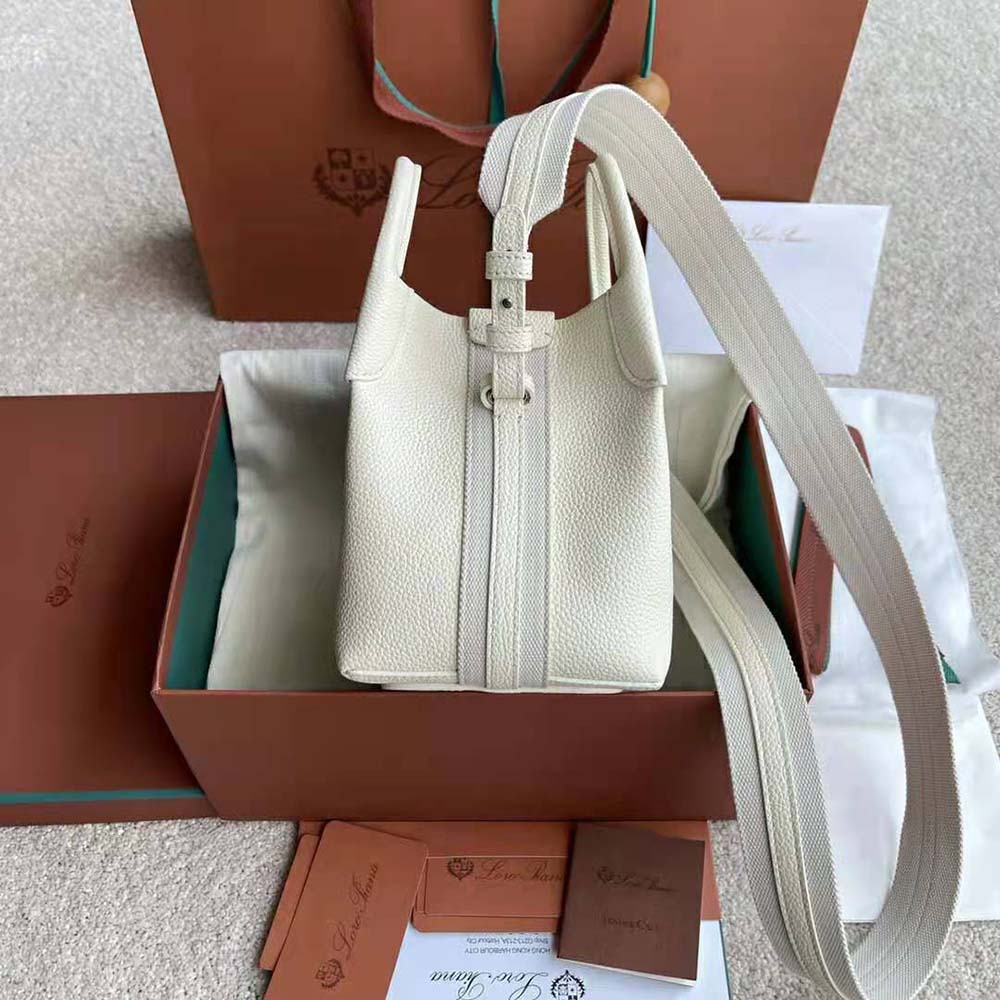 Loro Piana Women Micro Bale Bag in Calfskin Leather-White - image 4