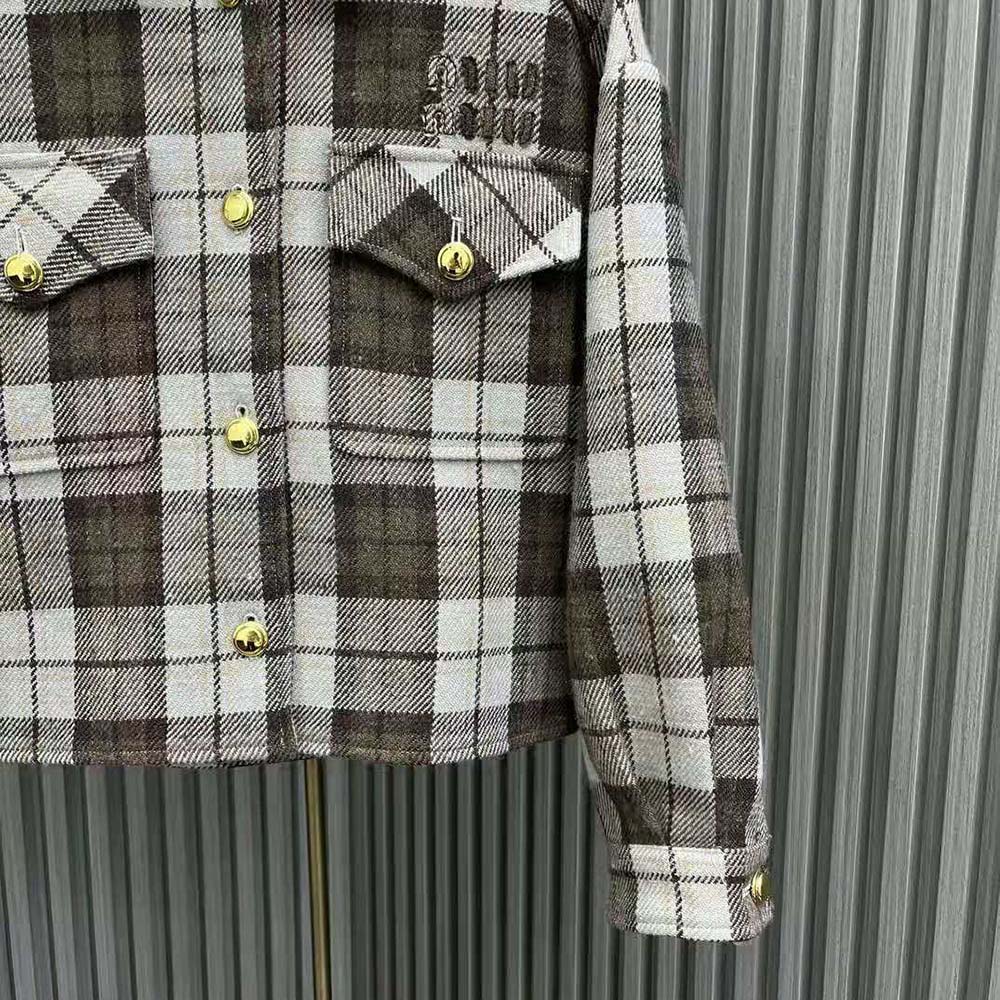 Miu Miu Women Check Blouson Jacket with Embroidered Logo - image 9
