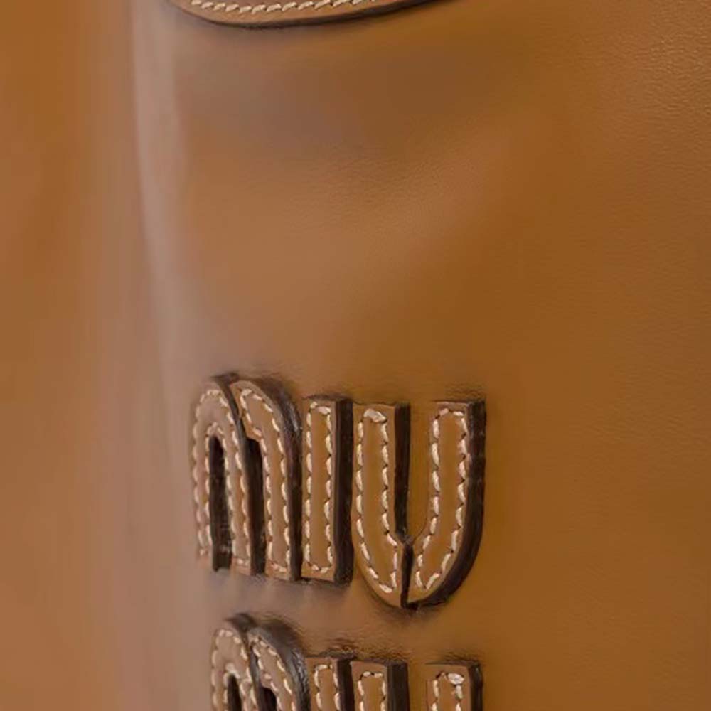 Miu Miu Women IVY Leather Bag with Leather Lettering Logo-Brown - image 5