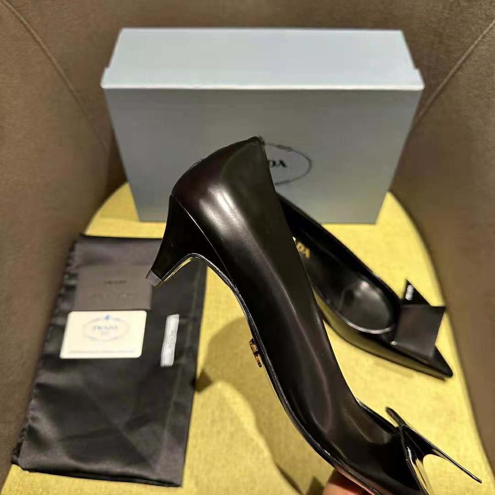 Prada Women Brushed Leather Pumps-Black - image 6